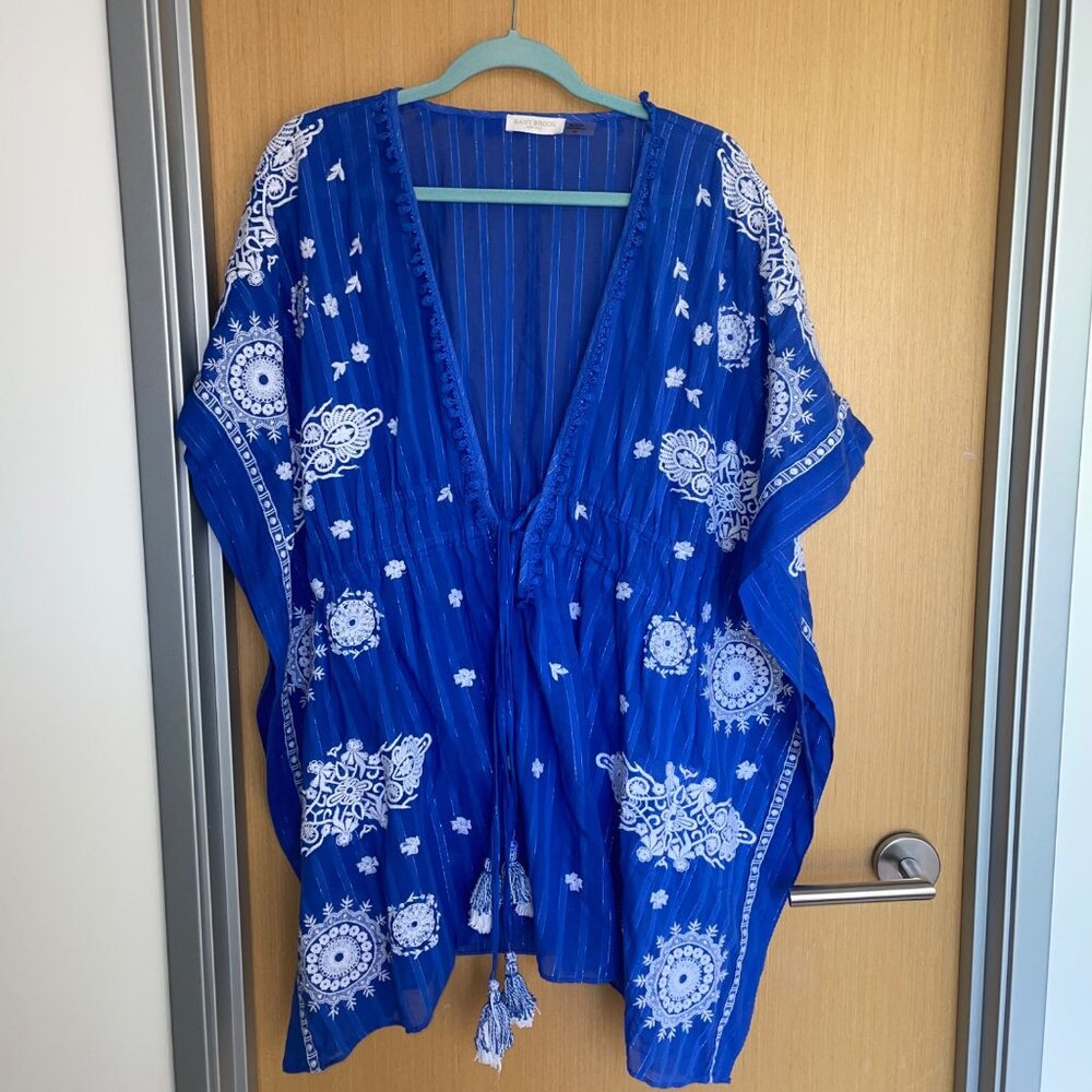 Ramy Brook Womens Dress Size Large Blue Mini Relaxed Fit Embroidered Casual